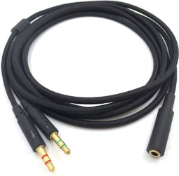 2 in 1 Audio Kabel 1.2 Meter Geschikt voor HyperX Cloud 2, Alpha, Core, Flight - 3.5mm
