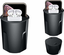 2 in 1 Cup 15W Draadloze Autolader- Draadloze Oplaad Beker + USB– Geschikt voor je bekerhouder & Air