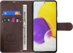 2 in 1 Hoes Geschikt voor iPhone 12 Hoesje Bookcase Cover met Anti Skim Bescherming - Brown - Luxe Telefoonhoesje Wallet Case Pasjeshouder PU Leder
