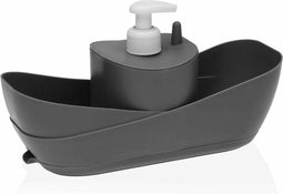 2-in-1 zeepdispenser voor het aanrecht Versa Grijs Polypropyleen (11 x 26 x 10 cm)