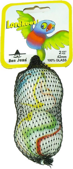 2 lorekeet knikkers 42mm 4097