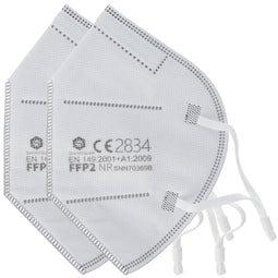 2 pieces FFP2 protective mask 5-ply without valve, certified according to DIN EN149: 2001 + A1: 2009