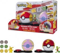 2 Poké Balls met hun Pokémon en 6 aanvalsschijven - BANDAI - Pokémon - Poké Ball verrassingsaanval Pikachu vs Arcko - Spel