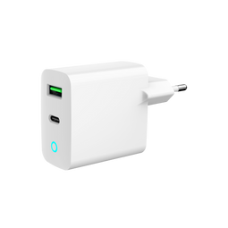 2-poorts 20 W USB snellader, LED, wit