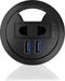 2-Port Hub 1x 230 V (EU/US) In-Desk Black