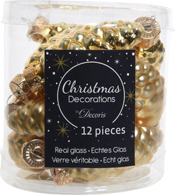 2 stuks 12 Glazen dennenappels 40 mm licht goud