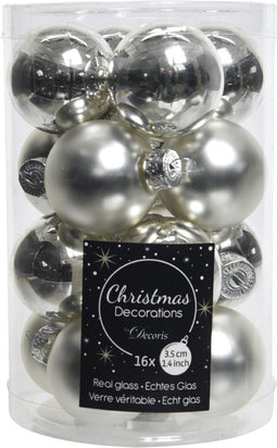 2 stuks 16 Glazen balletjes 35 mm zilver