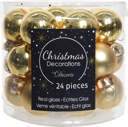 2 stuks 24 Glazen balletjes 25 mm licht goud