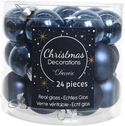 2 stuks 24 Glazen balletjes 25 mm nacht blauw