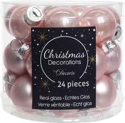 2 stuks 24 Glazen balletjes 25 mm poeder roze