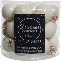 2 stuks 24 Glazen balletjes 25 mm wol wit