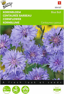 2 stuks - Buzzy - Centaurea Cyanus Dubbelbloemig Blue Ball