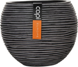 2 stuks - Capi Europe - Vaas bol II rib 12x9 zwart