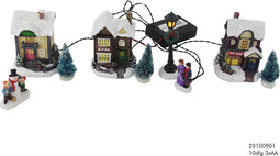 2 stuks - Hit - Kerstdorp poly met verlichting 10-delig