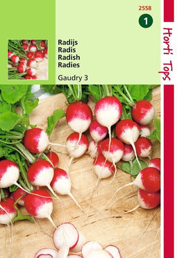 2 stuks Hortitops Radijs Gaudry 3, Ronde Rode Witpunt