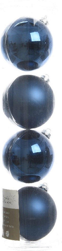 2 stuks Kerstbal glas glans-mat diameter 10cm nacht blauw KSD
