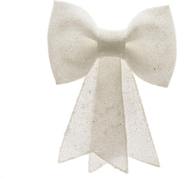 2 stuks! Strik plastic glitter hang l32 en b31 cm wit