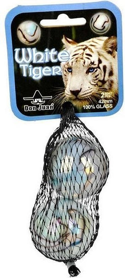2 White tiger knikkers 42mm 4150
