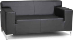 2-Zits bank in zwart lederlook