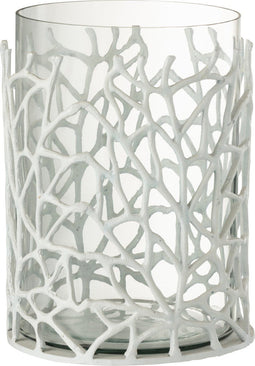 J-Line windlicht Zee - kaarshouder - metaal - wit