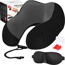 VAIVE Comfort Nekkussen - Reiskussen - Memory Foam - Zwart (4-delige set)