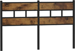 vidaXL - Hoofdbord - 150 - cm - ijzer - en - bewerkt - hout - gerookt - eikenkleurig