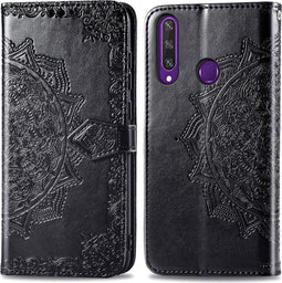 iMoshion Hoesje Geschikt voor Huawei Y6p Hoesje Met Pasjeshouder - iMoshion Mandala Bookcase - Zwart