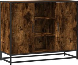 vidaXL - Dressoir - 92x35x76 - cm - bewerkt - hout - gerookt - eikenkleurig