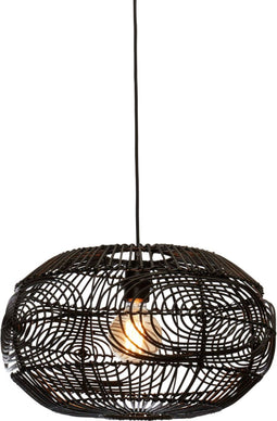 GOOD&MOJO Hanglamp Madeira - Rotan Zwart - Ø48cm - Modern - Hanglampen Eetkamer, Slaapkamer, Woonkamer
