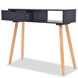 vidaXL - Wandtafel - 80x30x72 - cm - massief - grenenhout - zwart