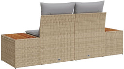 vidaXL - 2-Zits - Tuinbank - met - Kussens - - - Beige - Poly - Rattan