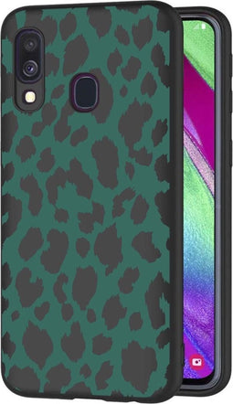 iMoshion Hoesje Geschikt voor Samsung Galaxy A40 Hoesje Siliconen - iMoshion Design hoesje - Zwart / Meerkleurig / Groen / Green Leopard