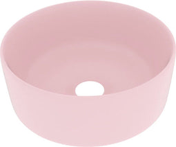 vidaXL - Wastafel - rond - 40x15 - cm - keramiek - matroze