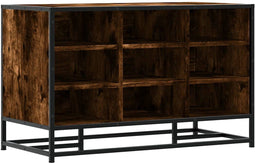 vidaXL - Schoenenbank - 84x40x53,5 - cm - bewerkt - hout - en - metaal - gerookt - eiken