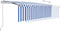 vidaXL - Luifel - met - rolgordijn, - LED - en - windsensor - 4,5x3 - m - blauw - en - wit