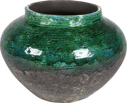 DBT Bloempot-Siervaas Groen-Multicolour D 28 cm H 20 cm