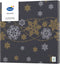 20x stuks diner/lunch servetten zwart met sneeuwvlokken 33 x 33 cm - Wegwerpservetten