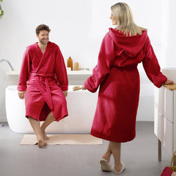 Moodit Reese - Badjas - Met capuchon en ceintuur - Donker rood - L (1 stuk)