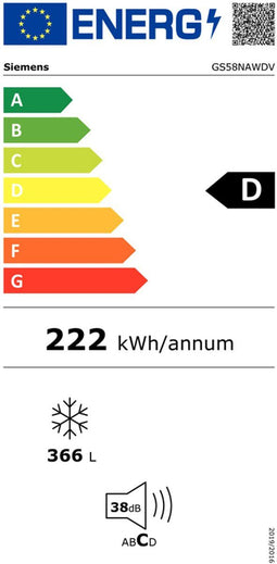 Siemens GS58NAWDV - Vriezer - NoFrost 365l - D (2021)