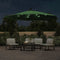 vidaXL - Zweefparasol - met - LED-verlichting - en - metalen - paal - 350 - cm - groen