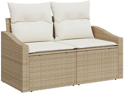 vidaXL - 2-Zits - Ligbed - met - Kussens - Beige - Poly - Rattan