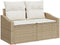 vidaXL - 2-Zits - Ligbed - met - Kussens - Beige - Poly - Rattan
