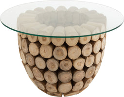 J-Line bijzettafel Schijven Open - hout - naturel/glas