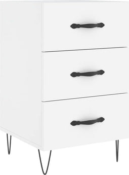 vidaXL - Nachtkastje - 40x40x66 - cm - bewerkt - hout - wit