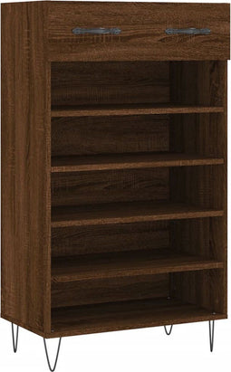 vidaXL - Schoenenkast - 60x35x105 - cm - bewerkt - hout - bruin - eikenkleur