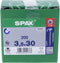 Spax Spaanplaatschroef Verzinkt PK 4.0 x 30 - 1000 stuks