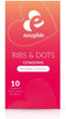 EasyGlide - Ribs and Dots Condooms - Condooms met Glijmiddel - 10 stuks