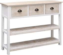 vidaXL - Dressoir - 108x30x76 - cm - massief - paulowniahout - wit - en - rbuin