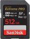 SanDisk Extreme Pro - SDXC UHS-II 512GB - 280MB/s Lezen 150MB/s Schrijven