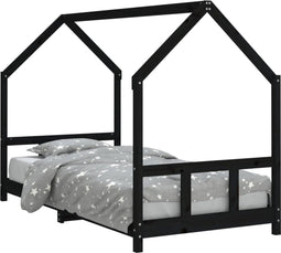 vidaXL - Kinderbedframe - 90x200 - cm - massief - grenenhout - zwart